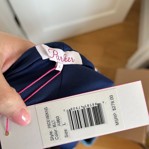 Parker Felicia Off Shoulder Top Sz L Multicolor Stripes Knit Balloon Sleeves - Picture 2 of 9